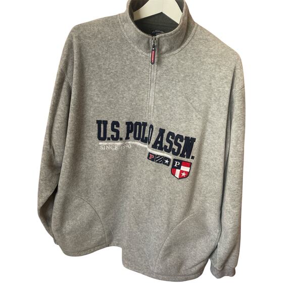 US Polo Assn XL 1/4 Zip Gray Fleece Pullover - Picture 5 of 13